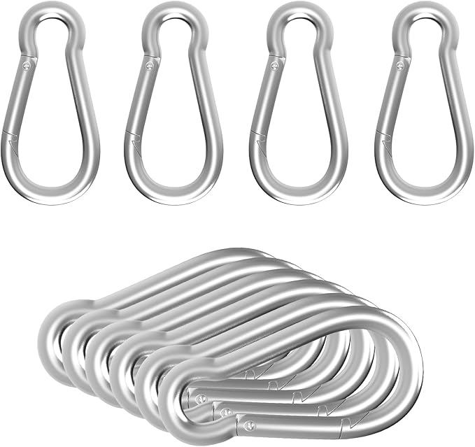 Carabiners Clip Spring Snap Hook,Heavy Duty Galvanized Steel(10&120PcsM6,50PCSM8&30PCSM10) Carabiner,Safety Quick Links Snap Hooks,Spring Clips for Swing Hammock Camping Keychain Outdoor