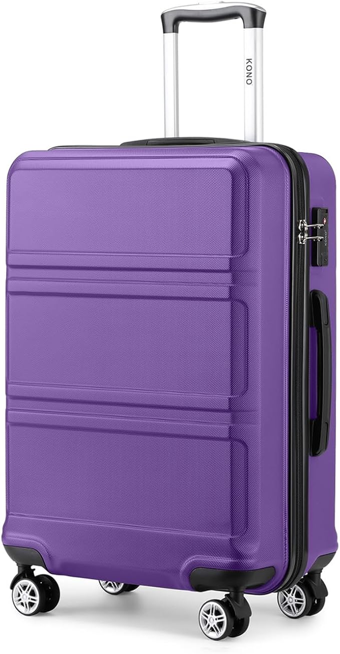 Kono 24 Inch Luggage Suitcase Lightweight with Spinner Wheels TSA Lock Hardside Medium Checked Luggage Durable Rolling Suitcase Purple
