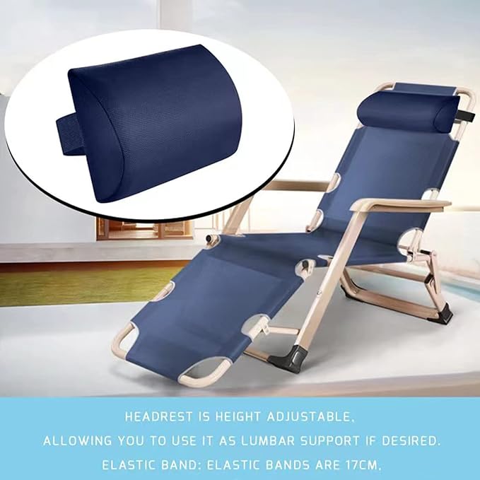 Ostlttyn Pillow - Soft Removable Padded Cushion Headrest with Elastic Band, Universal for Zero Gravity Chair, Lounger, Patio Recliner, Blue