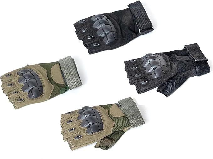 GCSIOM Tactical Fingerless Gloves Breathable, Non-Slip, Impact Resistant, Suitable for Outdoor Cycling, Motorcycle Riding, Rock Climbing