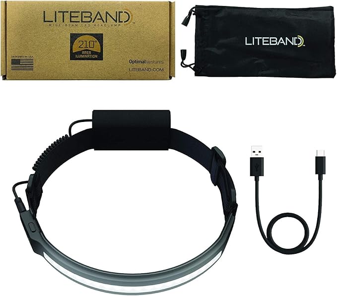 LED Headlamp Liteband Lightweight ACTIV 520 Lumen Bright Head Lamp, Powerful High Rechargeable Battery Powered Headlamps, Camping, Running, Hard Hat Light, Best Rated For Forehead Flashlight, White