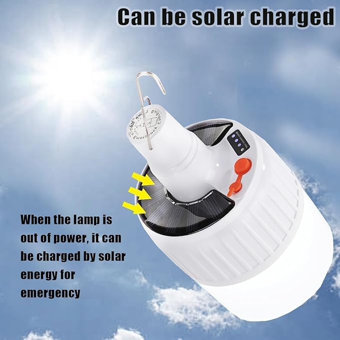 Solar Camping Lamp LED Tent Lights Waterproof Remote Control 4000mah 5 Mode USB Rechargeable Portable Lantern Blub Hanging for Home Indoor Outdoor Emergency Courtyard Power Outage 3 Pack