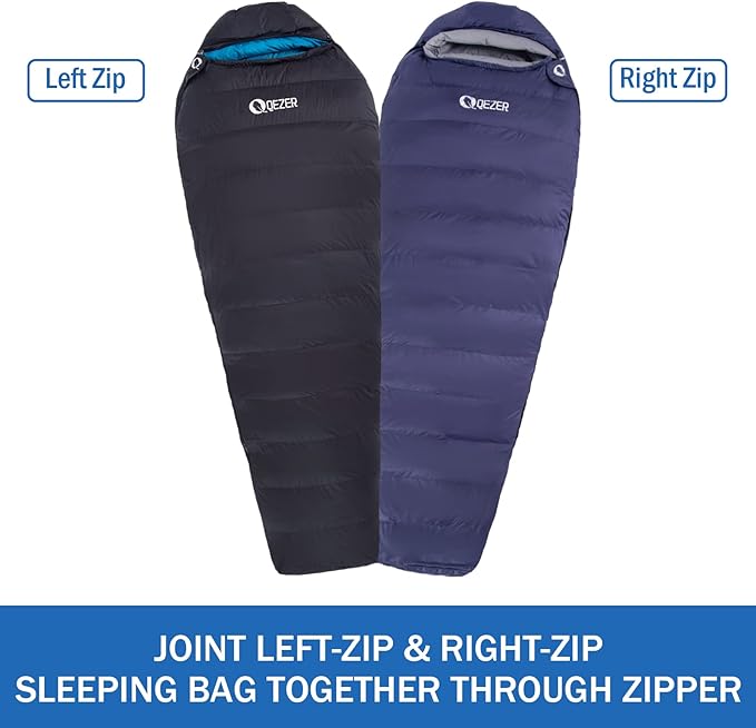Down Sleeping Bag for Adults 0°F 10°F 15°F 20°F Backpacking Sleeping Bag for Cold Weather with Compression Sack