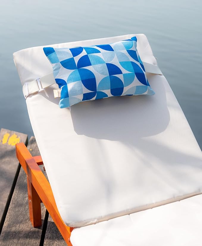 Patio Chairs Headrest Pillows,Outdoor Ledge Pool Lounge Chair Pillows with Insert Adjustable Elastic Stripe for Recliner Adirondack Head Neck Attachment, 2 Pack Size 11”*16” Blue