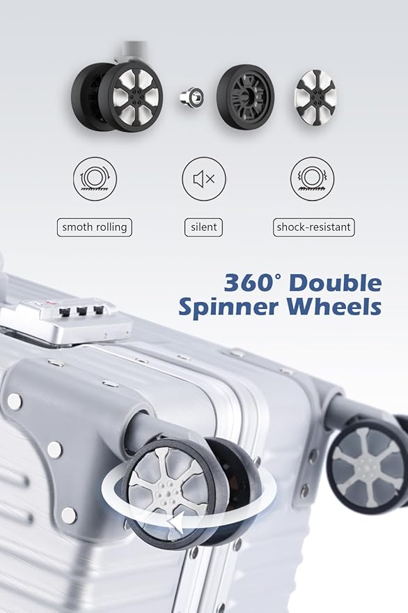 HotWay 24 Inch Checked in Luggage with Aluminum Frame,PC Hard Shell Suitcase with Spinner Wheels and TSA Lock, Large Suitcase for Travel