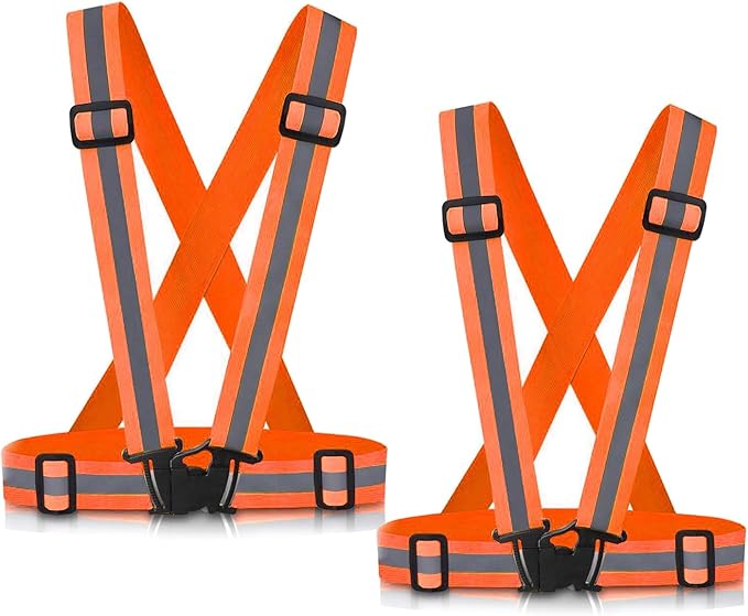 Reflective Vest Running Gear, 2Pack High Visible Safety VES for Cycling Jogging Running Walking, Adjustable for Men Women Kids
