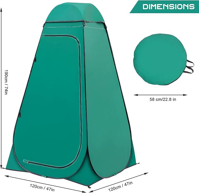 BRIAN & DANY Pop Up Shower Tent, Portable Privacy Camping Changing Tent, Camp Toilet Bathroom Pod with Rain Shelter & Windows, UPF 50+ & Waterproof, 47.2" x 47.2" x 74.8"