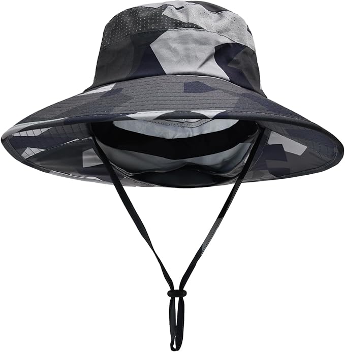 Sun Hats for Men Women Fishing Hat UPF 50+ Breathable Wide Brim Bucket Hats Summer UV Protection Safari Hat with Neck Flap