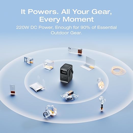 EF ECOFLOW TRAIL 200 DC Portable Power Station with Camping Lamp, 192Wh LiFePO4 Battery, Solar Generator, 220W DC Output, Compact Power Bank for Camping, Travel, Outdoors, and Emergency Use