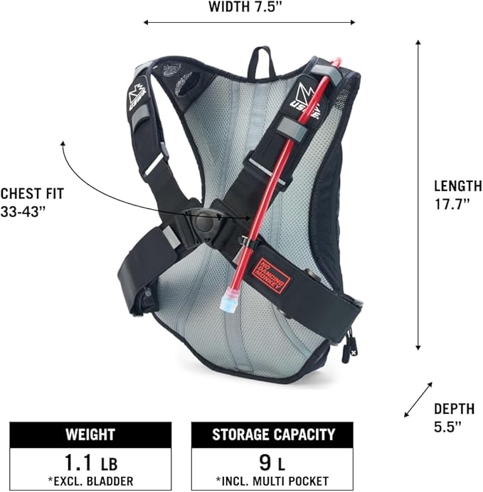 USWE Outlander Hydration Pack with Water Bladder, Hydration Backpack - Backpack for Cycling, MTB, Trail Running & More
