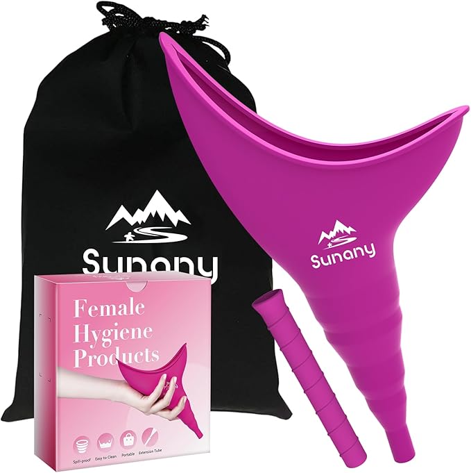 Female Urination Device, Reusable Female Urinal Silicone Women Pee Funnel Allows Women to Pee Standing Up, The Perfect Companion for Camping,Outdoor,Travel（Fuchsia）