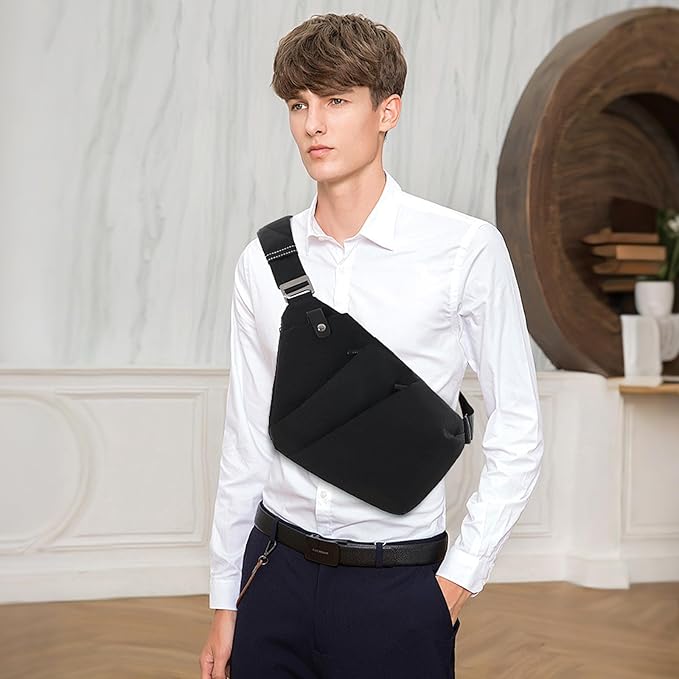 Anti Theft Crossbody Bags Sling Bag for Women Men Waterproof Wander Bag for Sports and Travel. (1.0Black, Large)