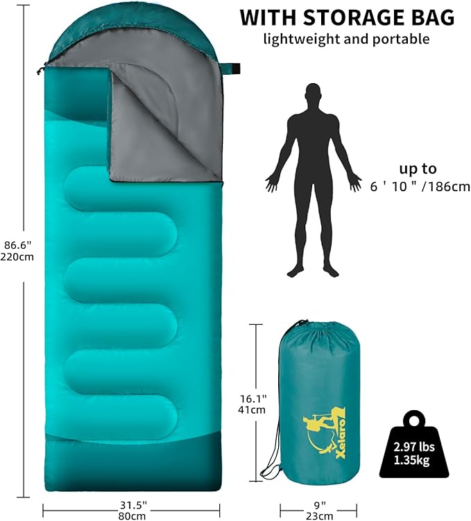 Sleeping Bags for Adults Kids - 3 Season Cold&Warm Weather Waterproof Camping Sleeping Bags - Lightweight Sleeping Bags for Camping Hiking Outdoor Travel