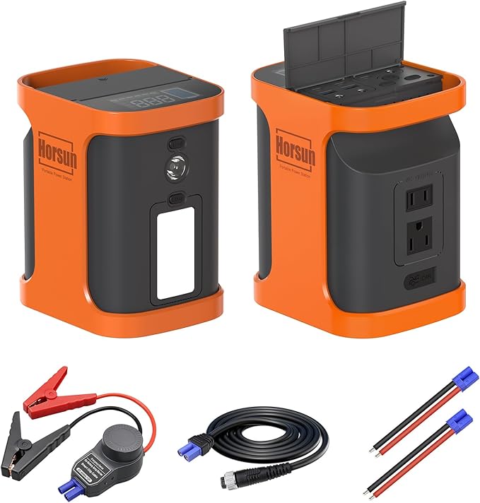 Portable Outdoor Power Station Power Bank Car Battery Jump Starter, AC Max 150W DC USB, Type-C PD, LED Light, Multifunction calbes for Fishing Power Reel Phone Laptop Home Backup Camping