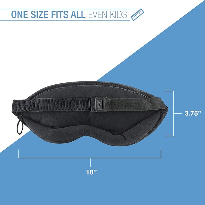 Lewis N. Clark Comfort Eye Mask + Sleep Aid to Block Light for Travel, Airplane, Hotel, Airport, Insomnia + Headache Relief with Adjustable Straps, 2 pack, Black