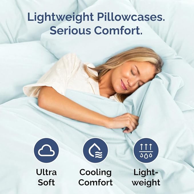 Standard Pillow Cases Set of 2 - Ultra Soft Hotel Quality Pillowcase Covers - Comfy Bedding for Women, Men, Kids and Teens - Machine Washable Pillow Protectors - 2 Piece Set - Standard Size Ice Blue