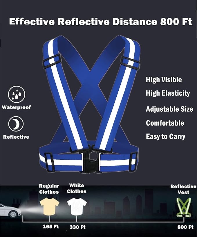 Reflective Running Vest 2-10 Pack, High Visibility Reflective Gear Night Cycling Safety Vest Strap for Men Women Kids