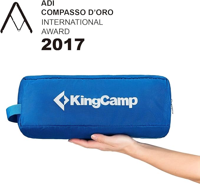 KingCamp Camping Cots for Adults Outdoors Backpacking,Folding Ultralight Heavy Duty Sleeping Cots Compact Portable Cot for Travel Hiking,Indoor Base Camping Bed with Storage Bag and Pillow, Blue