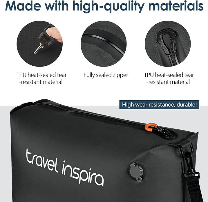 Vacuum Compression Bags IP67 Waterproof with Shoulder Strap Reusable Travel Space Saver for Carry On Suitcases and Backpack