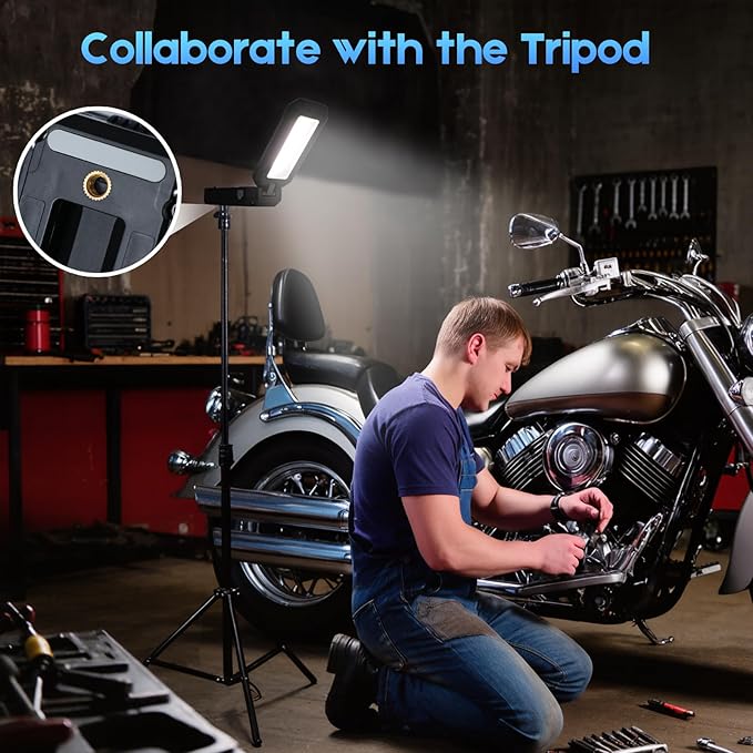 Work Light, Portable LED Work Lights, 7000mAh Rechargeable Camping Lights,1200 Lumens Magnetic Work Light for Job Site,Emergency and Camping (Black)