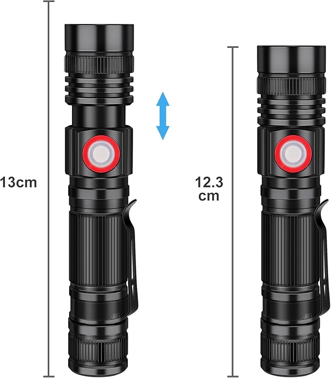 DARKBEAM LED Flashlights Rechargeable USB 2000 High Lumens, Small and Bright Pocket Flashlight, Zoomable Water Resistant Handheld Flash Light for Camping, Outdoor, Emergency with Battery, 2 Pack