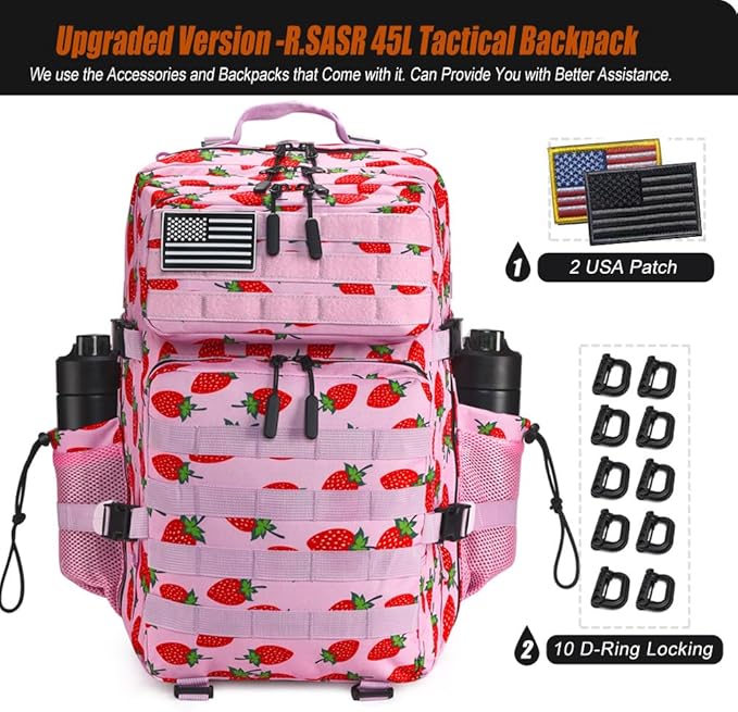 Military Tactical Backpack 45L Large Tactical Backpack for Men, Hiking Rucksack With Bottle Holder