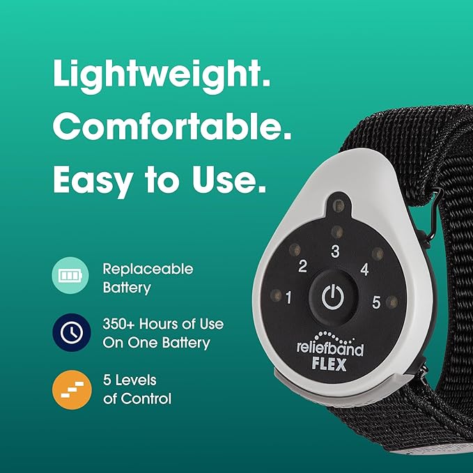 Reliefband Flex Anti-Nausea Wristband for Motion Sickness, Morning Sickness, Travel & Vomiting Relief – FDA Cleared, Drug-Free, Fast-Acting Nausea Relief Band