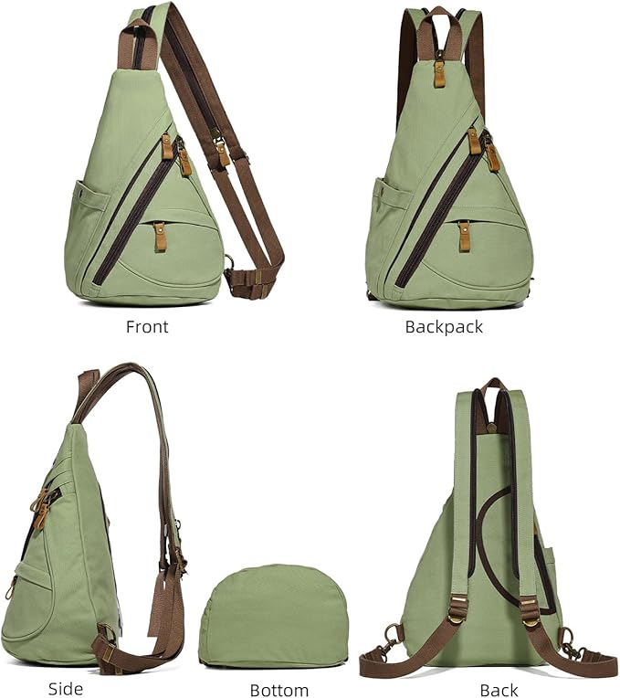 KL928 Canvas Sling Bag - Small Crossbody Backpack Shoulder Casual Daypack Rucksack for Men Women(Large Version)