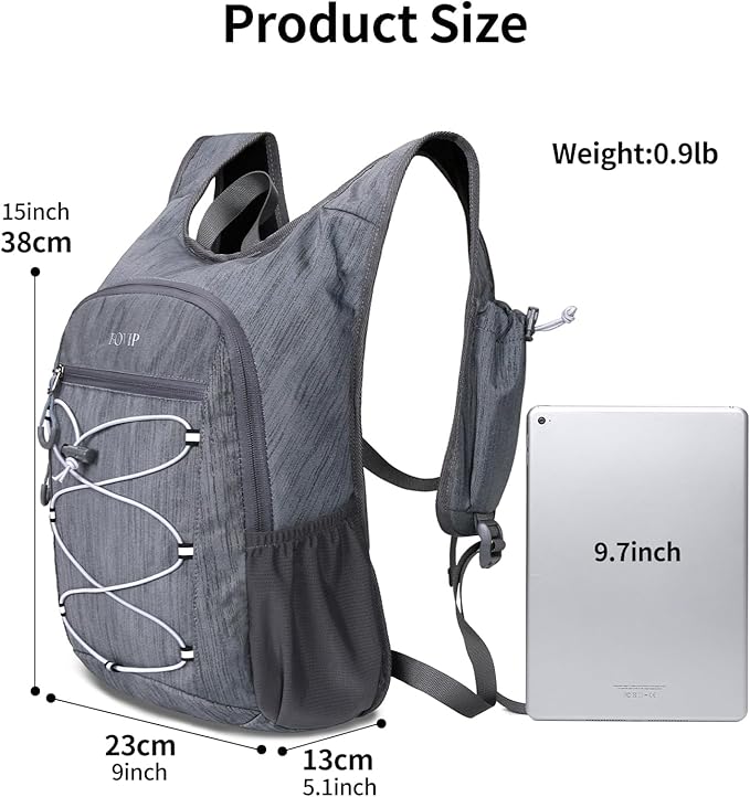 BOVIP 20L Hiking Backpack Lightweight Packable Hiking Daypack Small Travel Outdoor Foldable Shoulder Bag Gray