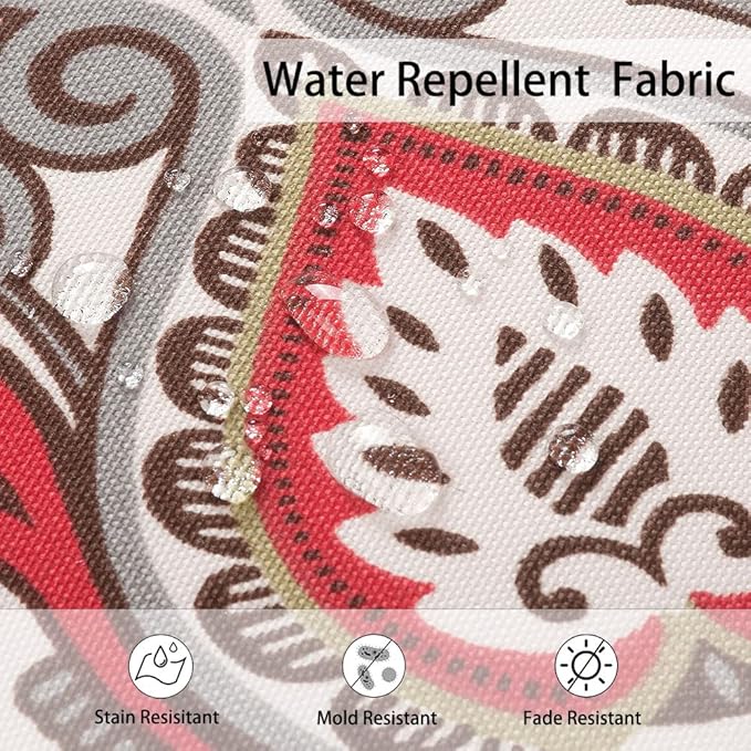 Magpie Fabrics Pack of 2 Outdoor Lumbar Pillow Case Covers 12"x20", Waterproof Rectangular Throw Pillowcase Shell Decorative Sham for Patio Garden Couch - Floral Red Orange