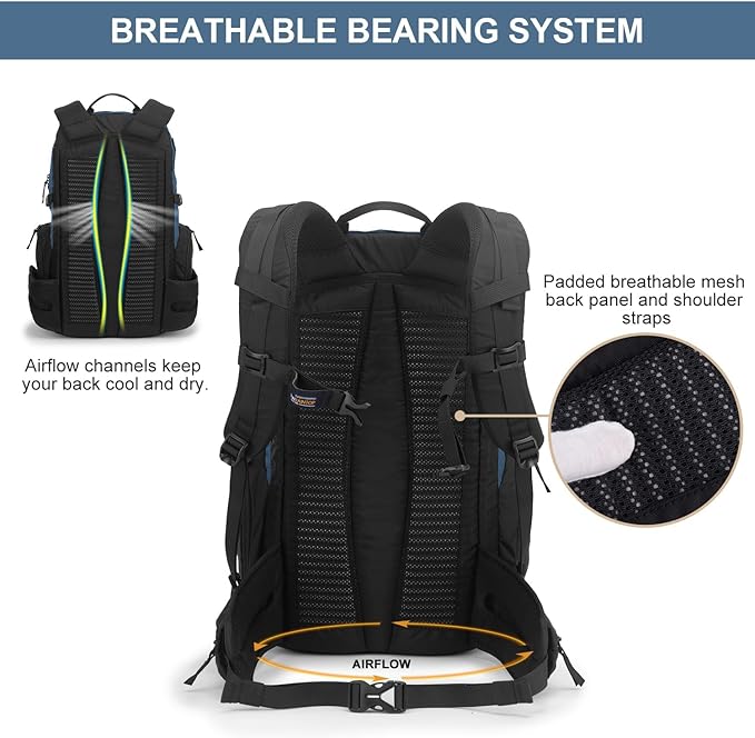 MOUNTAINTOP 30L Hiking Backpack,Men Women Camping Backpack,Lightweight Trekking Travel Backpacks for Climbing Skiing Cycling