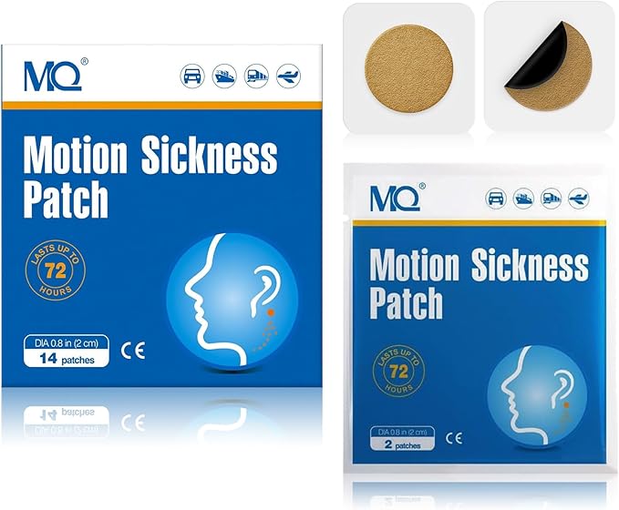 MQ 84ct Motion Sickness Patches Non Drowsy, Sea Sickness Patches for Cruise Travel Essentials, Waterproof Patch Behind Ear for Car Airplane Altitude Sickness, Long Last 72H