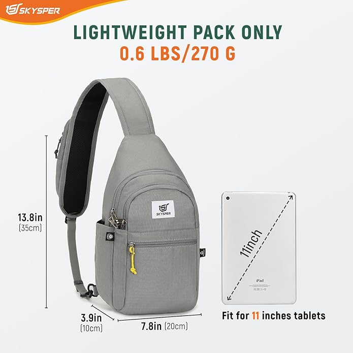 SKYSPER Sling Bag RFID Anti-Theft Crossbody Bag Recycled Travel Cross Body Bag Shoulder Sling Daypack