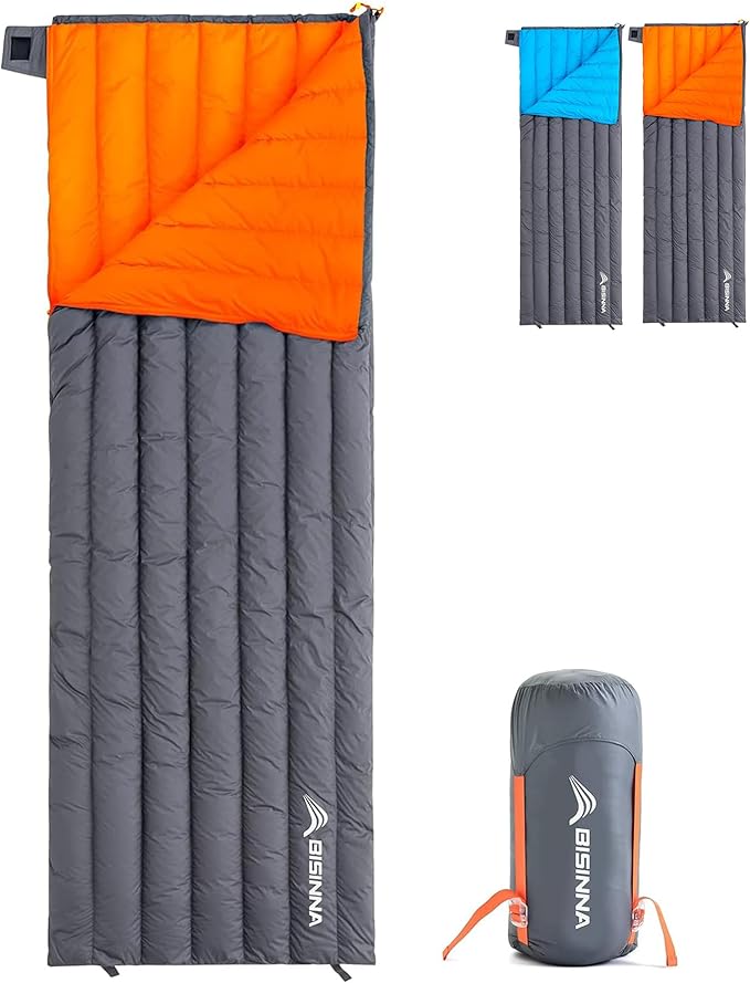 BISINNA 1.72lbs Ultralight Backpacking 650 Fill Power 32-50F Down Sleeping Bag for Adults and Kids - Ultra Lightweight and Compact Backpack Envelope Sleeping Bag for Hiking Camping