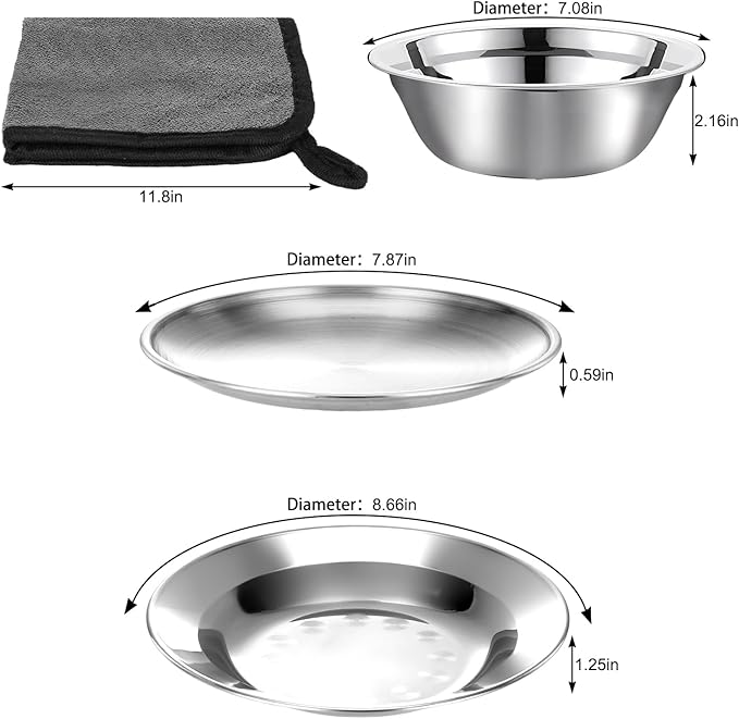 Camping Mess Kit - 1 to 2 persons Camping Dishes includes Cups, Bowls, Knives, Forks, Spoons, Camping Dinnerware Set Camping Cooking Utensils Accessories Plates Dinnerware Set