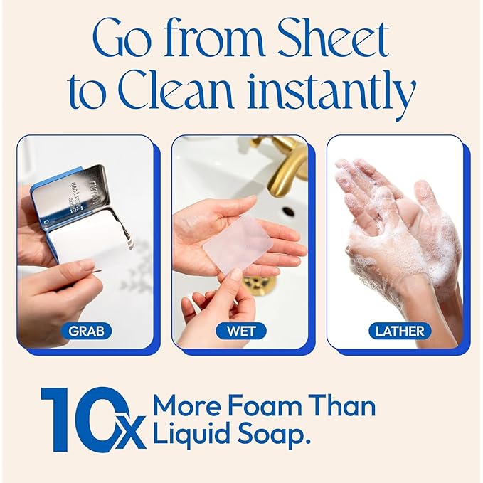 FOMIN - Antibacterial Paper Soap Sheets Tin for Traveling - (300 Sheets) Variety Pack - Portable Travel Hand Soap Sheet, Dissolvable Mini Camping Hand Soap for Hand Washing