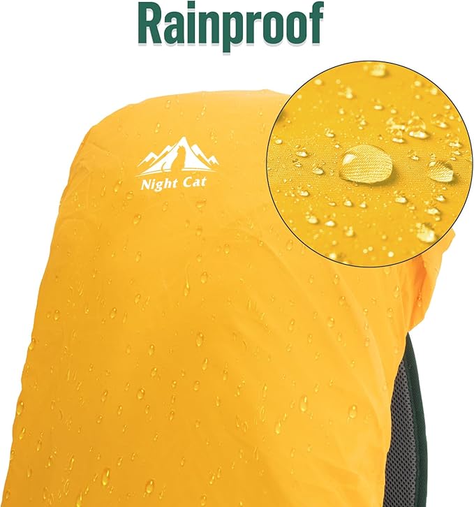 Night Cat Internal-frame Hiking Backpack: 50L Camping Backpack for Men Women Lightweight Waterproof Rain Cover Green