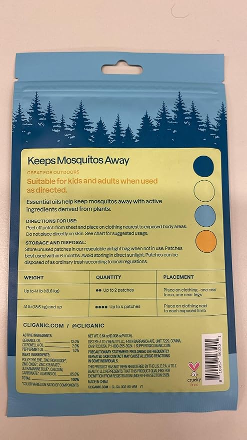 Cliganic Mosquito Repellent Stickers (80 Pack) - Patches for Kids & Adults, Natural DEET-Free, Citronella Essential Oil Infused