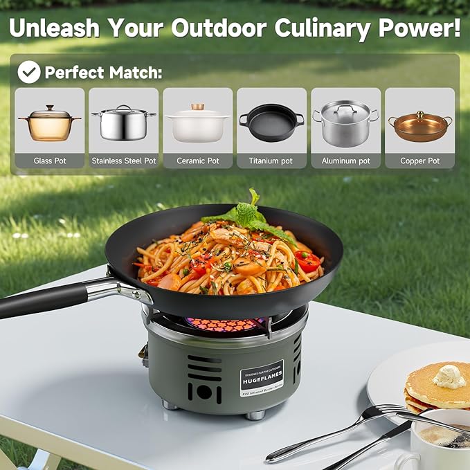 Portable Camping Stove Small Propane Butane Stove Windproof Cooking Burner Gas Stoves with Carrying Case (Infrared Stove)