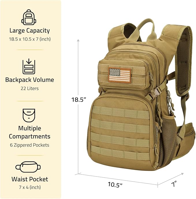 CVLIFE Tactical Hydration Pack 3L - Lightweight Water Bag With Bladder for Men Women, Heavy Duty Molle Backpack for Hiking, Cycling, Running, Hunting