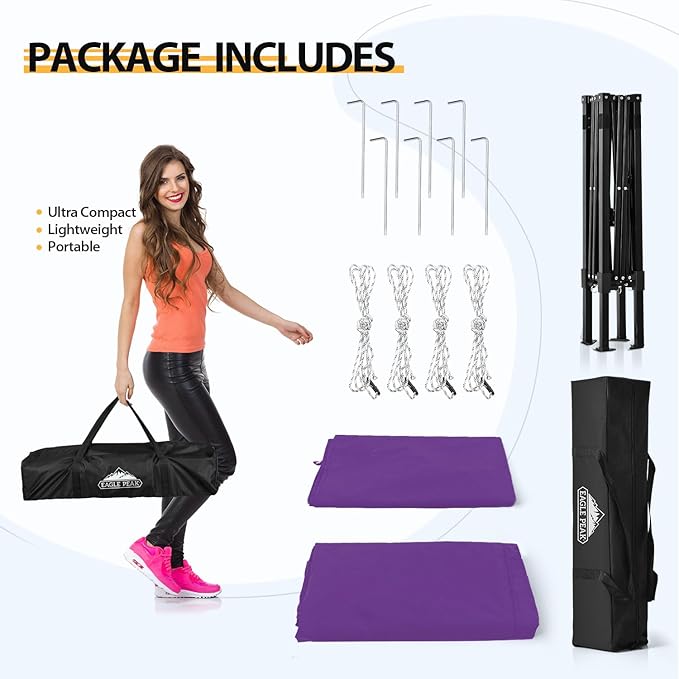 EAGLE PEAK Flex Compact 4x4 Pop-up Canopy Changing Room, Portable Dressing Room, Privacy Changing Tent for Indoor Fashion Photoshoots, Camping, or Pool, Purple