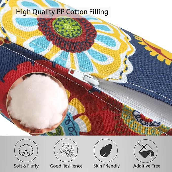 Magpie Fabrcis Pack of 2 Outdoor Waterproof Throw Pillow with Insert 18 x 18 Inch, Christmas Decorative Back Cushion Pad for Garden Patio Tent Balcony Couch Sofa(Floral Navy)