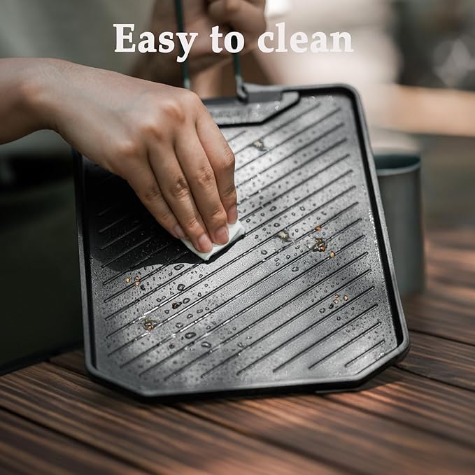 Naturehike Camping Frying Pans Nonstick With Folding Handle, Square Portable Grill Pan for Cooking, Cookware Lightweight Skillet for Indoor & Outdoor Grilling, Backpacking Picnic Hiking(7.7*8.9 inch)