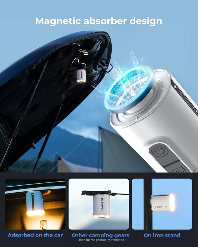 FLEXTAILGEAR Air Pump for Inflatables with Camping Lantern, Tiny Pump 2X, 4kPa Portable Air Pump Rechargeable Air Mattress Pump with Magnetic Design, for Sleeping Pads Pool Floats Swimming Rings