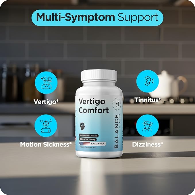 Vertigo Relief Supplement 1750mg, 90 Capsules - Natural Support for Motion Sickness, Dizziness, Tinnitus, Migraines, Inner Ear Balance