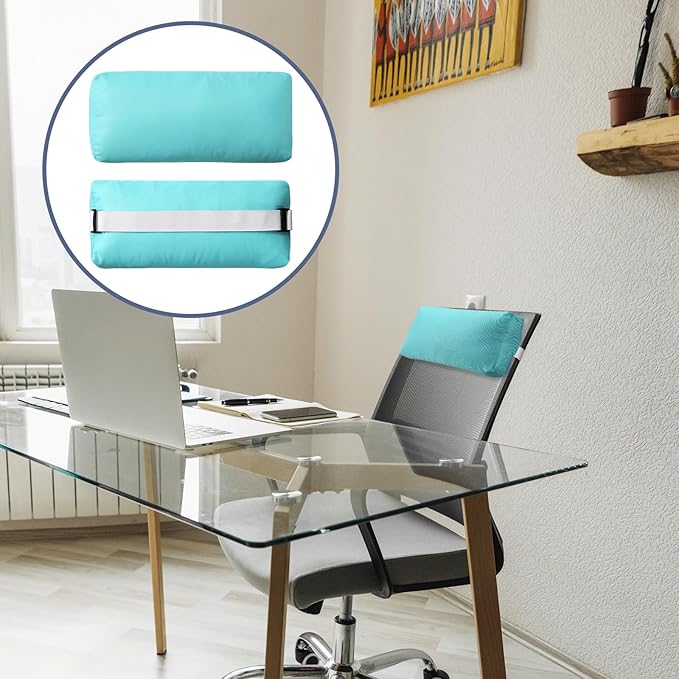 Chaise Lounge Head Pillow, 2 Pack Outdoor Lounge Chair Pillows with Adjustable Strap Longue Head Pillow Headrest Pillows for Patio Backyard Beach Pool Garden Recliner(Light Blue)