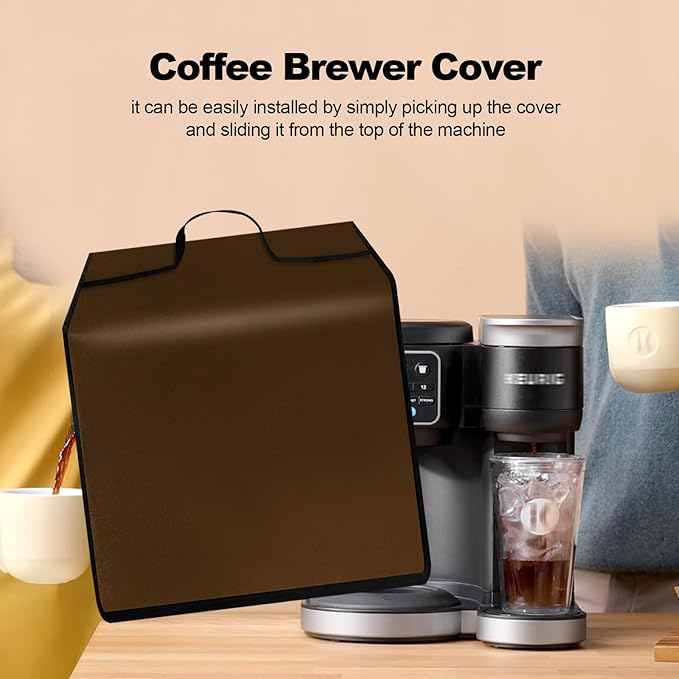 Cold Brew Coffee Maker Cover Drip Coffee Maker Lid Waterproof Antistatic Nylon Case for K-Duo Gen2/K-Cup Gen1 Hot & Iced Single Serve & Carafe Coffee Make 72oz (Brown)