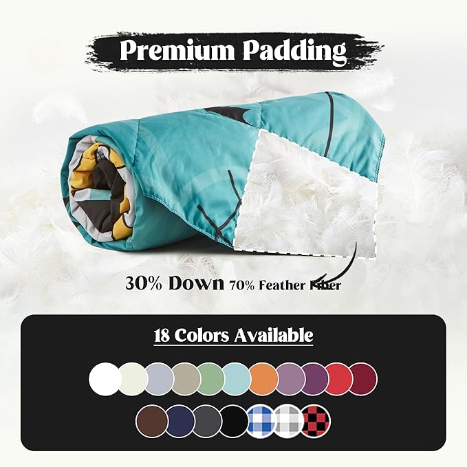 puredown® Soft Feather Down Throw Blanket Lightweight Packable Couch Throw for Indoor and Outdoor Use, 50"X70", Halloween Gothic Black