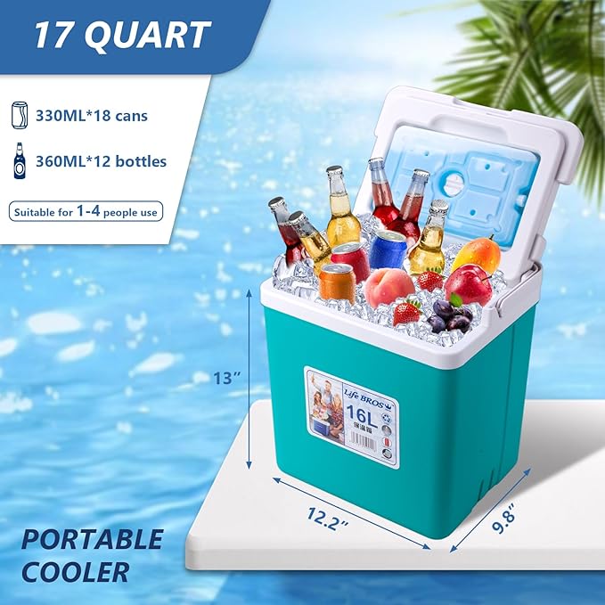 11Qt 19Qt Insulated Portable Cooler Leak-Proof Ice Chest Lunch Box Hard Coolers with Extra Ice Pack for BBQ, Camping, Pincnic