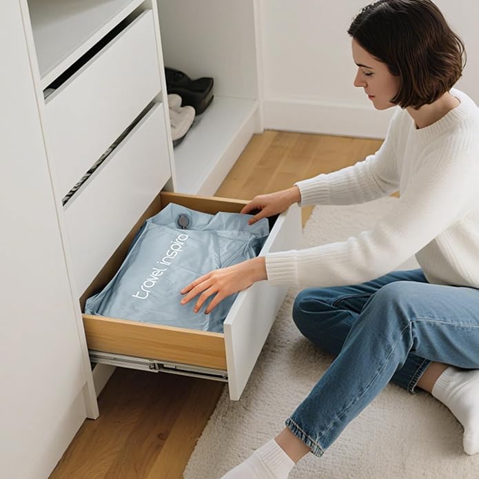 Vacuum Compression Bags IP67 Waterproof with Shoulder Strap Reusable Travel Space Saver for Carry On Suitcases and Backpack